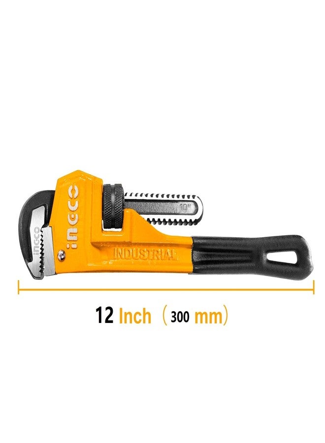 INGCO Pipe Wrench, 12" Heavy Duty Straight Pipe Wrench, 42mm Max Clamping Diameter, Adjustable Plumbing Wrench, Drop Forged, Soft Grip Plumbing Wrench - Image 4